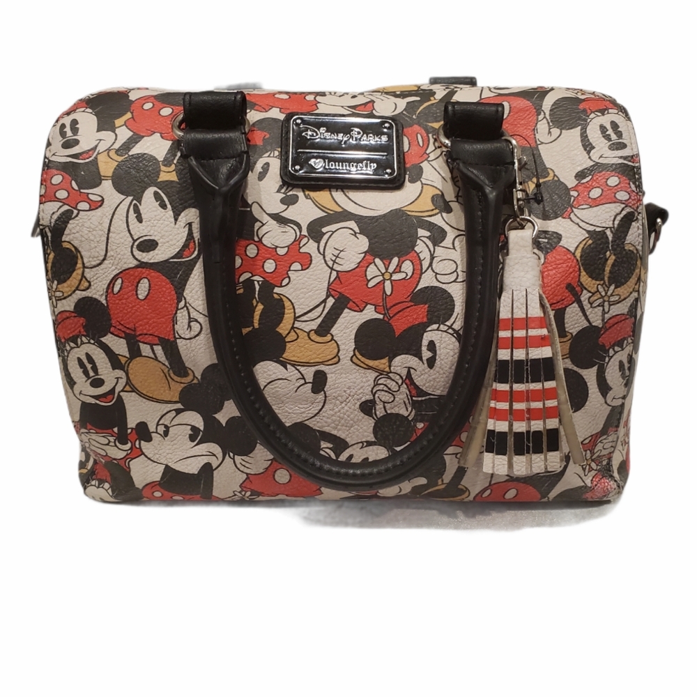 *Rare* Loungefly Heart Plaque Official Disney Parks Mickey & Minnie Satchel